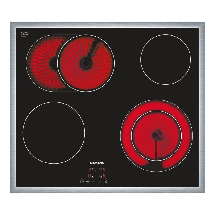 Siemens ET645HN17E, Intégré, Céramique, Céramique, Noir, 1200 W, 2000 W