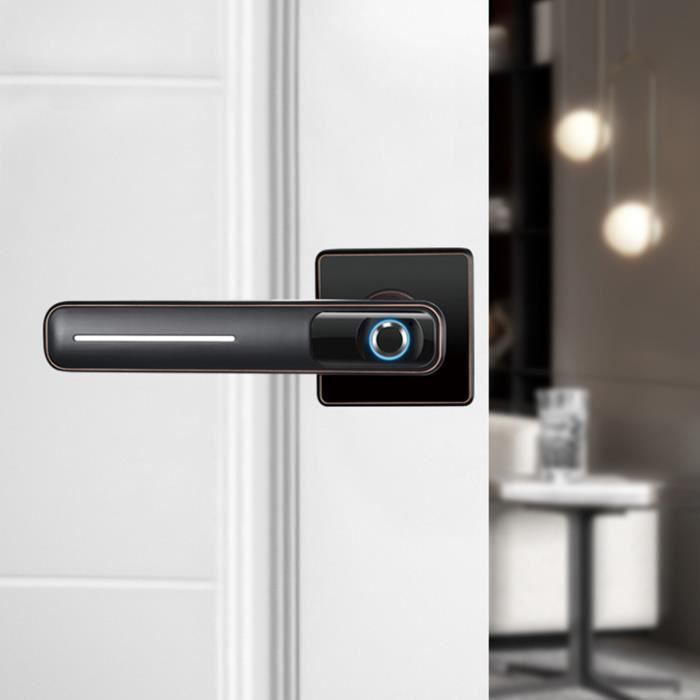 Serrure De Porte Electronique Intelligente Serrure Biométrique Écran Empreinte Digitale NOIR
