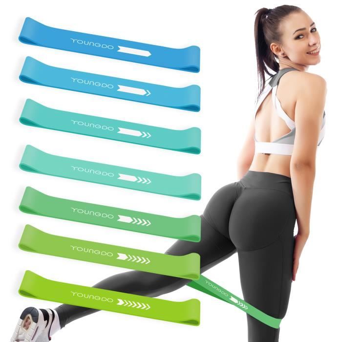 Lot de 7 Bandes Resistance Musculation Bande Elastique Fitness Gym Sport Pilates Yoga Athlètes Danseurs