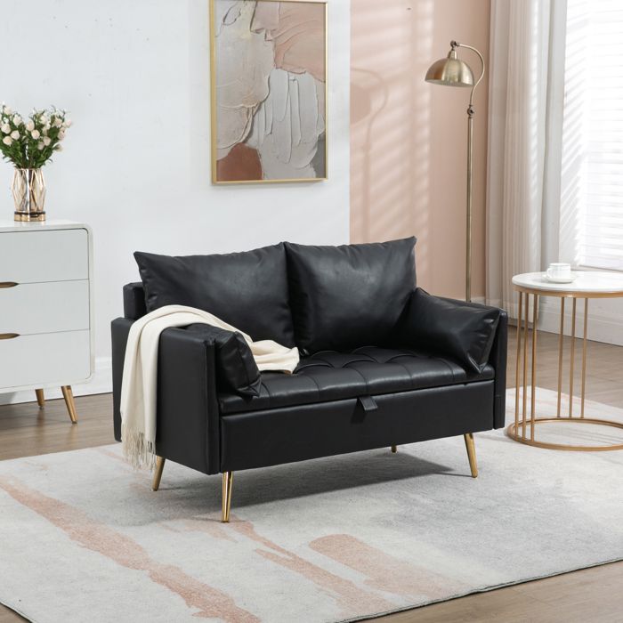 Canapé D'angle Gauche Maisons Du Monde – Suédine Noire 3/4 Places – Occasion