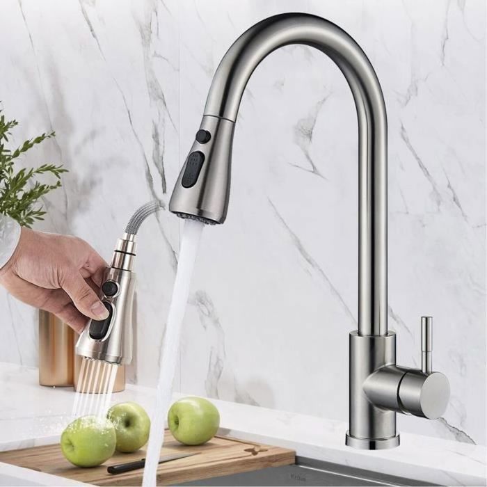 Robinet Cuisine Noir,Mitigeur Cuisine Rotatif à 360°,Robinet Cuisine Douchette Mitigeur Cuisine Noir avec 2 Modes,Robinetterie de Cuisine Haute P | Leroy Merlin