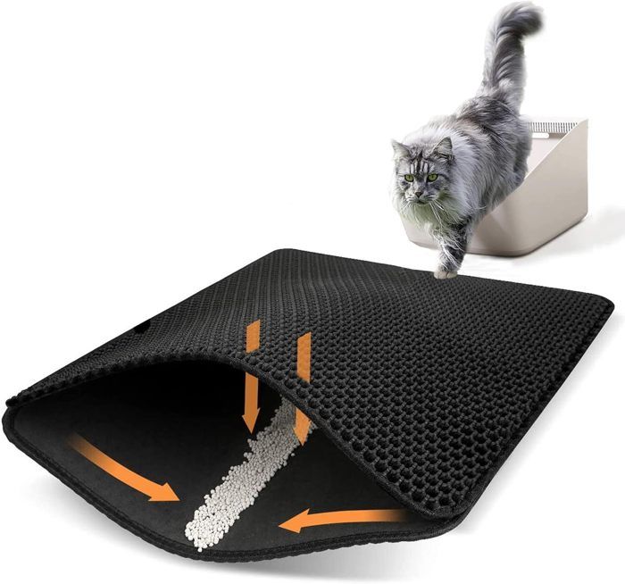 Meilleurs prix pour Tapis Litiere Chat 60x45 cm, Conception en nid d'abeille Double Couche, résistant à l'urine et à l'eau, contrôle de la Dispersion