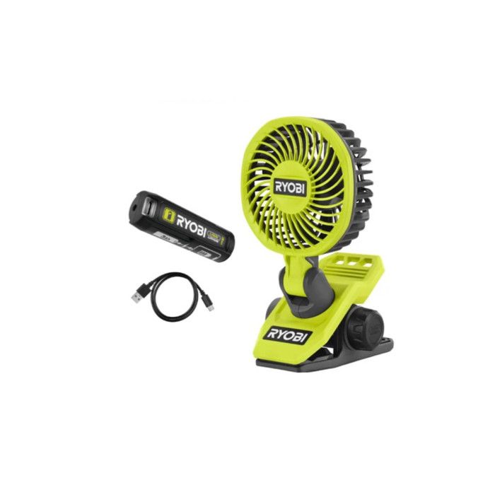 Pack RYOBI 4V Ventilateur sur pince RCF4-0 - 1 Batterie 30Ah - 1 Câble USB - Ryobi