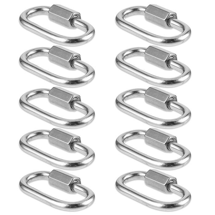 Mousquetons - AIMOONSA - M3.5 - Acier inoxydable 304 - Lot de 10 - Serrure à vis