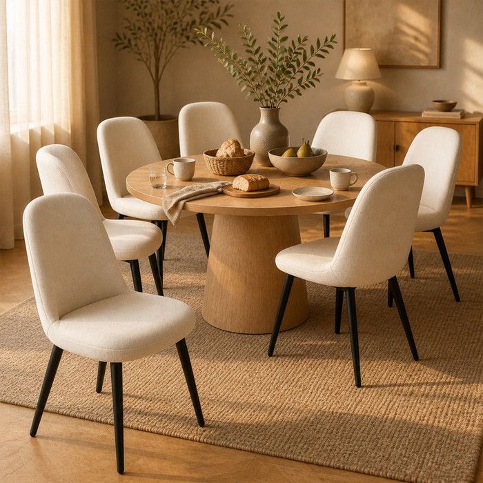 Chaises Salle à Manger Lin Beige Style Scandinave HavenlyHome