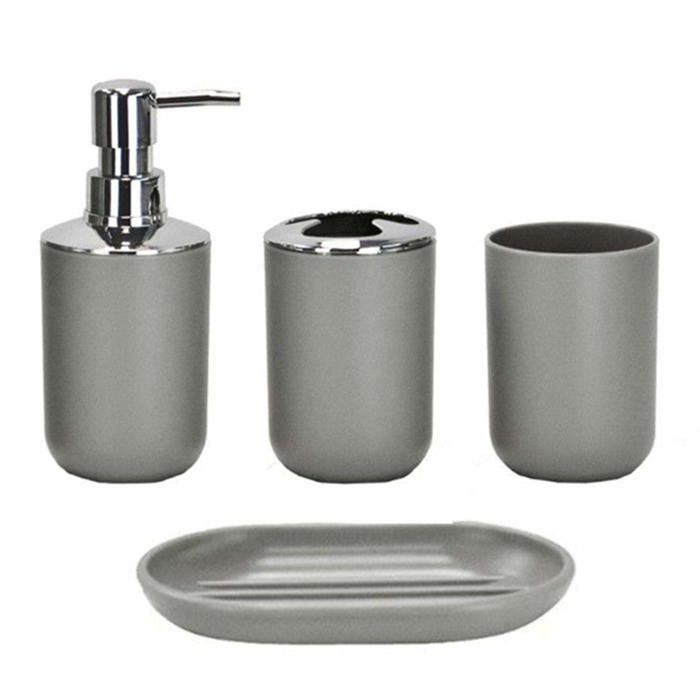 zhan-Ensemble daccessoires de salle de bain 4 pièces&nbsp;: distributeur de savon porte-brosse à dents gobelet à dents et porte-
