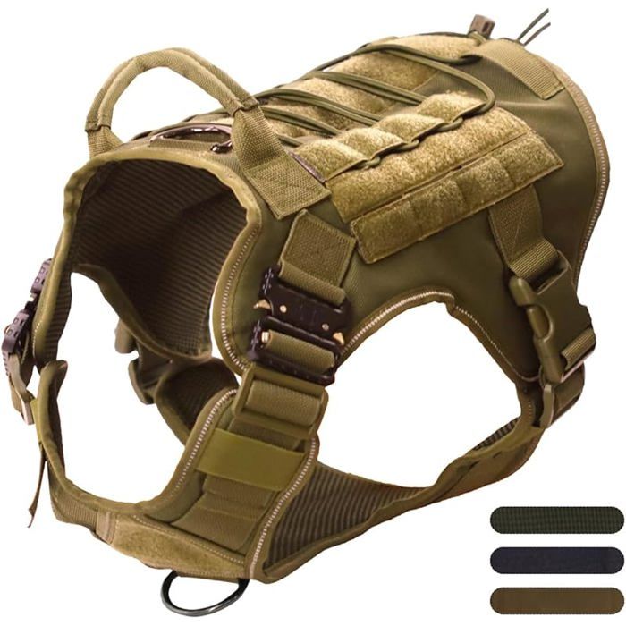 Comparer les prix de Harnais Chien Tactique - 3 Tailles Tactique Boucle Mtallique Respirant et Ajustable L#Kaki HARNAIS ANIMAL