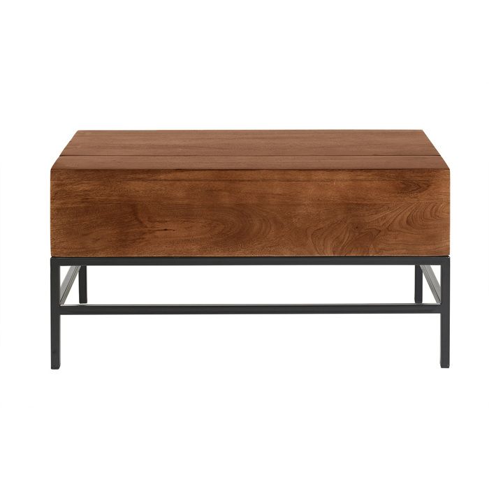 Miliboo - Table basse relevable industrielle bois manguier massif teinté et métal noir L90 cm YPSTER Miliboo - Table basse relevable industrielle bois manguier massif teinté et métal noir L90 cm YPSTER