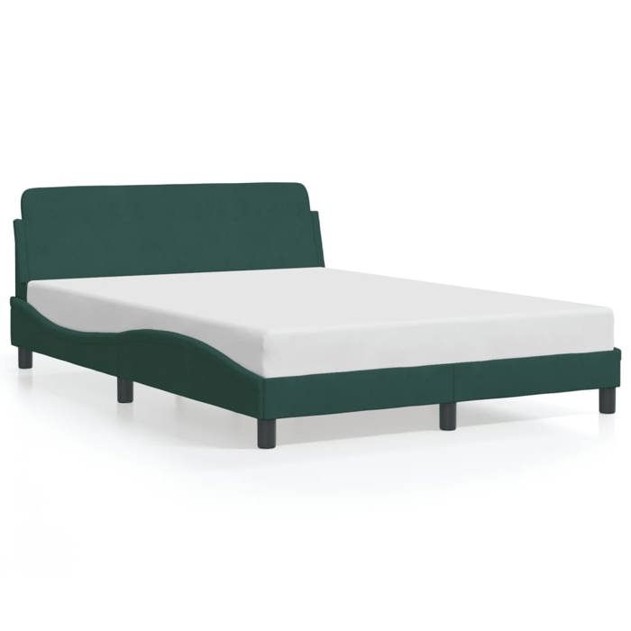 Printemps/été 2025 Structure de lit - SOLOMON - pour Adulte/enfant sans matelas vert foncé 140x190 cm velours LV2356