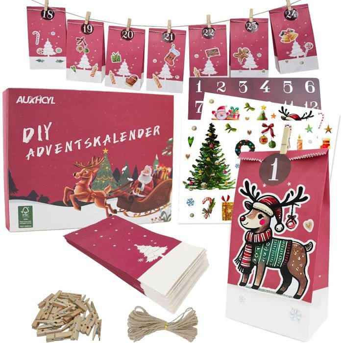 Calendrier Avent à Remplir Calendrier De L'Avent 2024 à Remplir Soi-même - 24 Sachets 18x13 Cm Calendrier De L'avent 2024 Bois