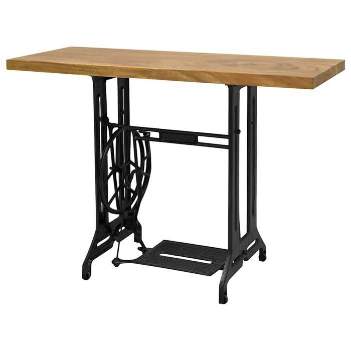 Table console vintage - vidaXL - 110x40x75 cm - Bois de suar massif - Finition teck - Base machine à coudre