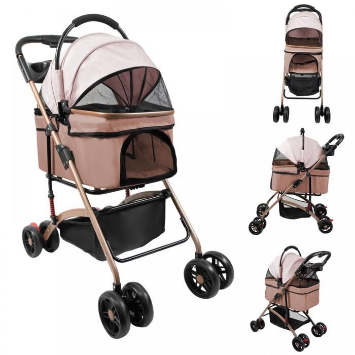 Comparer les prix de JEOBEST Poussette pour Animaux Chariot Chien Pliable Jusquà 20 kg Fenêtre en Maille Porte-Gobelet 48×70×96cm Rose Foncé