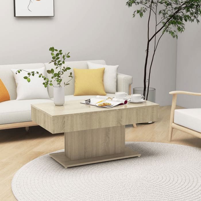 SALE 2026 Table à café Brun - Table basse chêne sonoma 96x50x45cm - bois dingénierie PRO562272075