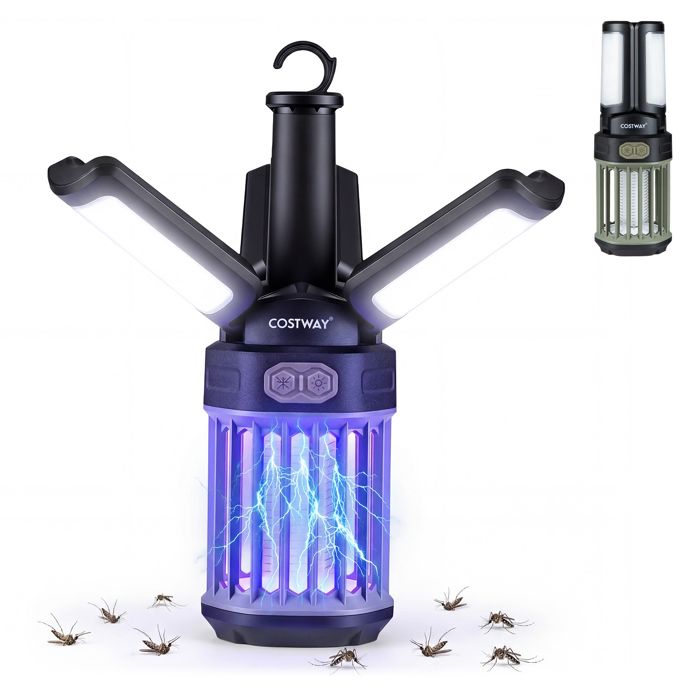 Lampe Anti-Insecte Moustique Pliable COSTWAY Éclairage Réglable Recharge Type-C Filet Sécurité Tue Mouche Electrique Exterieur