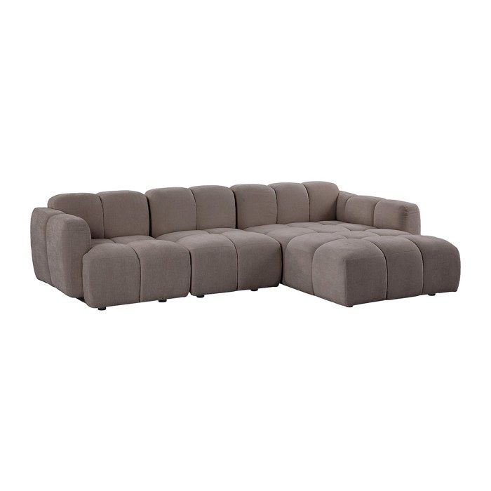 Canapé dangle droit modulable en tissu texturé taupe CARLIVI