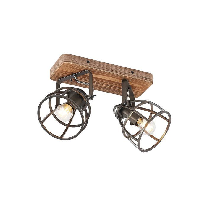 Plafonnier - Lindby - lampe de plafond - Bois - 36 x 12 5 x 20 cm - noir marron
