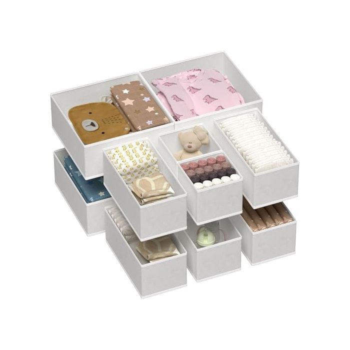 Lot de 12 Organisateur de Tiroir Boite Rangement Vetement Pliable Separateur Tiroirs Grise 12 Pack - 12 P ORGANISATEUR DE TIROIR