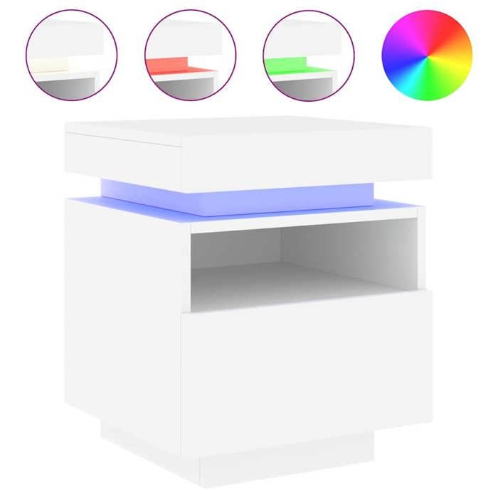 Tables de lit Moderne CHIC Armoires de chevet - Pour chambre - avec lumières LED - 2 pcs blanc 40x39x48 5 cm CC1433 Tables de lit Moderne CHIC Armoires de chevet - Pour chambre - avec lumières LED - 2 pcs blanc 40x39x48 5 cm CC1433