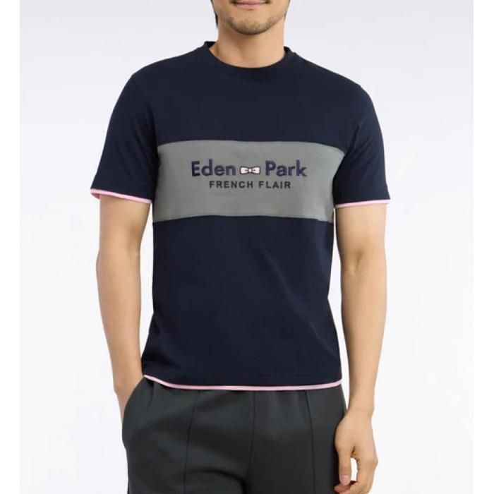 T-shirt Eden Park - Bicolore à Découpes Brodé - Coupe Droite