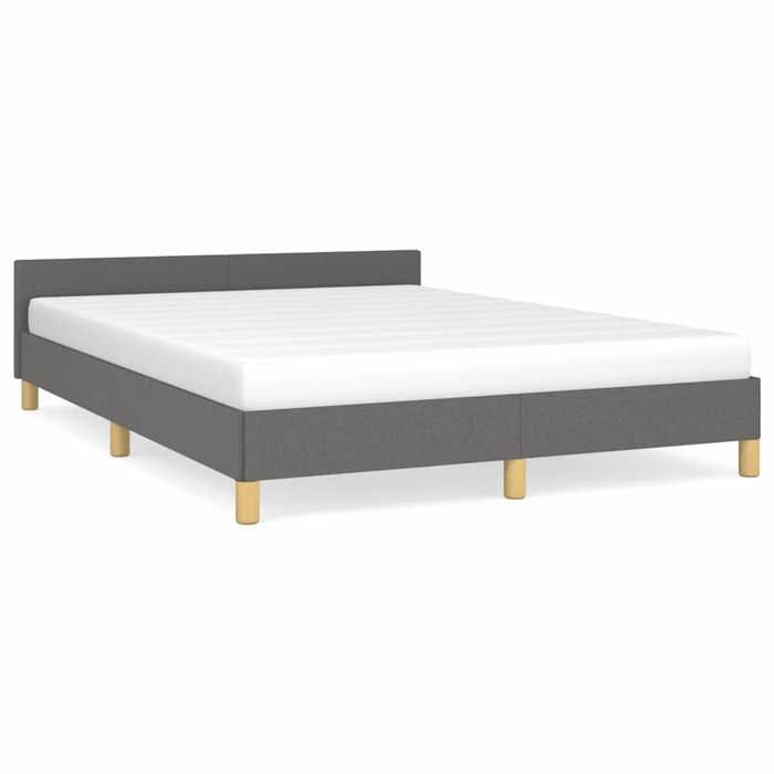 Cadre de Lit double sans matelas Gris Foncé 140x190 cm en tissu avec sommier à lattes inclus et tissu respirant EU852680