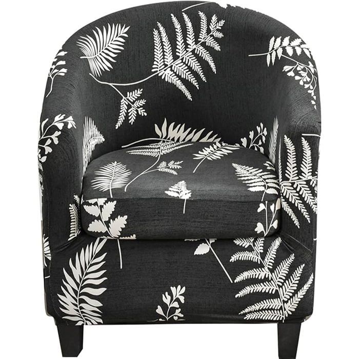 Eurpand Housse Fauteuil Cabriolet Extensible 2 Pièces avec Housse Coussin Protection Anti-Tache Motif Feuilles HOUSSE DE FAUTEUIL