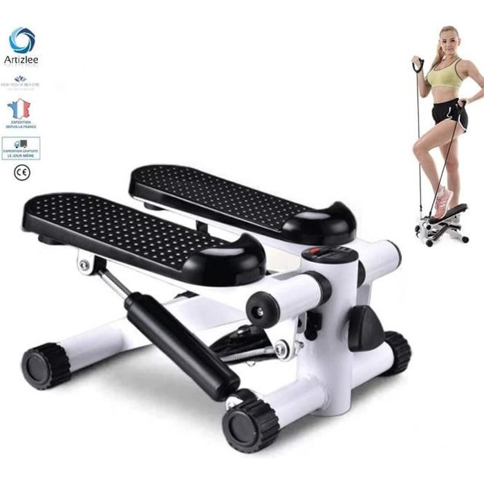 Stepper Fitness Appartement Mini ARTIZLEE avec Cordes lastiques pour D butant Sportif Noir