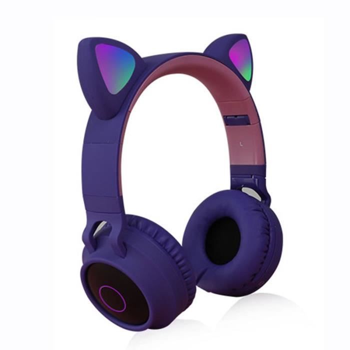 Casque Sans Fil Avec Micro Violet Stereo Intra Auriculaire Chat Mignon Oreille Bluetooth 5 0 Pliable Casque Ecouteurs Avis Et Prix Pas Cher Cdiscount