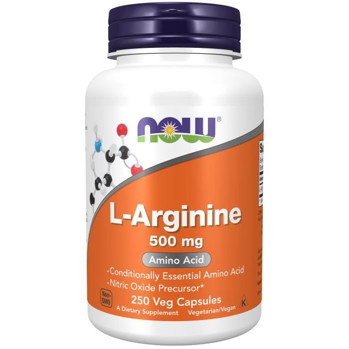 L-Arginine 500mg 250 cap Standard Now Foods Acides Amines - BCAA
