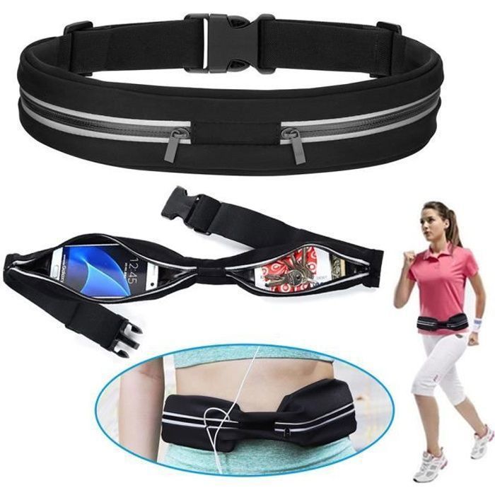 Sac Banane de Sport Ceinture Running Zip R glable avec 2 Poches
