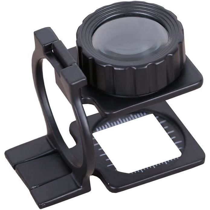 Loupe Compte-fil Pliable - Métal Anodisé Noir - Neuf Sous Emballage - Pour Collectionneurs, Bijoutiers