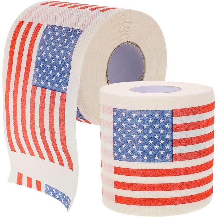 2 rouleaux drapeau américain rouleau de papier rouleau de papier toilette de noël serviettes de toilette doux papier hygiéniq[h1263]