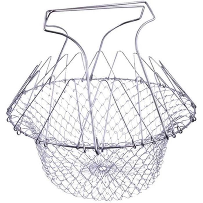 Panier De Cuisson Carré En Acier Inoxydable - Égouttoir à Friture 38x25x10 Cm - Avec Poignée, Pour Frites, Beignets