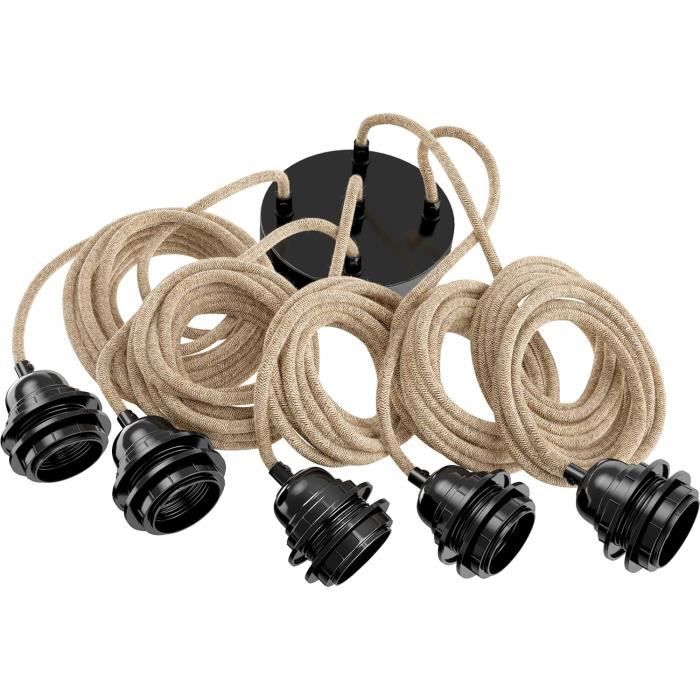Cavo Elettrico Vintage In Tessuto LEDSONE 5m, Treccia, Per Lampadine E27, Stile Industriale