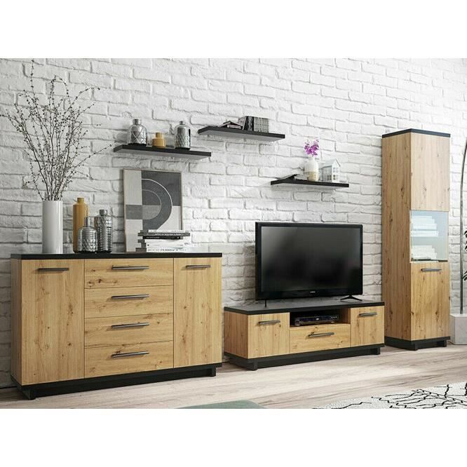 Rangement de salon - Providence - N115 - Noir mat - 321x200x40cm Rangement de salon - Providence - N115 - Noir mat - 321x200x40cm