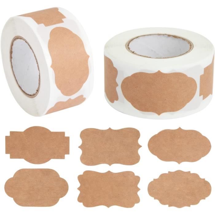 CJMUQHEHH Lot De 750 étiquettes Autocollantes En Papier Kraft - Étiquettes Autocollantes à écrire - Fabriquées à La Main - Pour Bocaux De Confiture - 3 Rouleaux