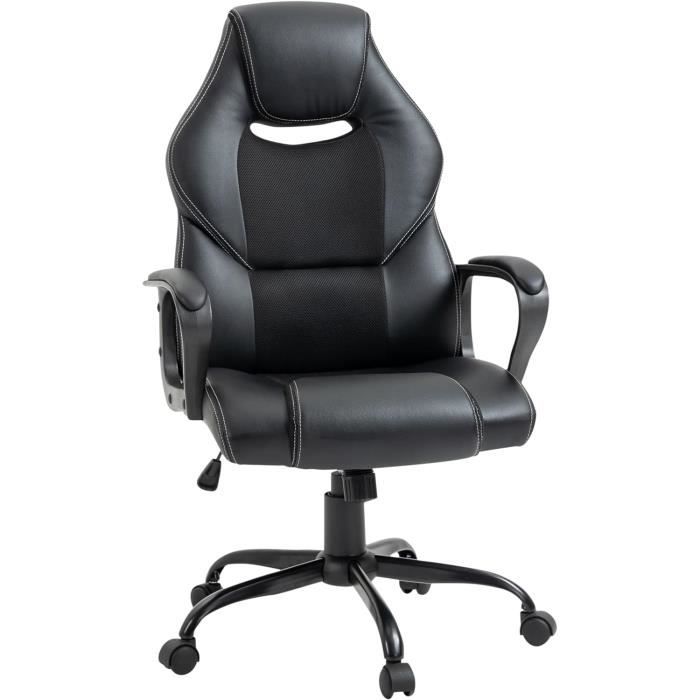 Chaise De Bureau Ergonomique En Lin Réglable - Fauteuil Pivotant Avec Accoudoirs - Pour Travail Et Détente, Beige