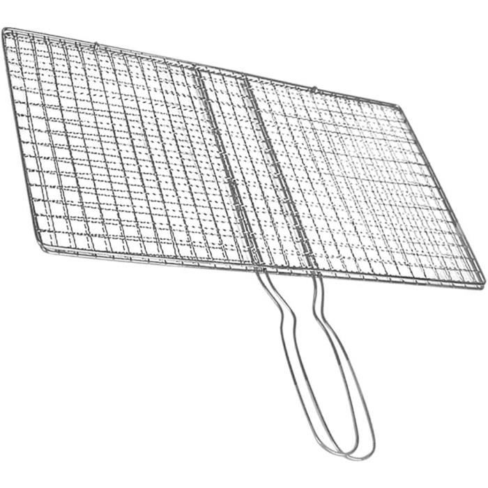 Grille Filet De Barbecue Avec Poignée En Bois - Pour Cuisson Viande, Poisson, Légumes - 39.5 Cm