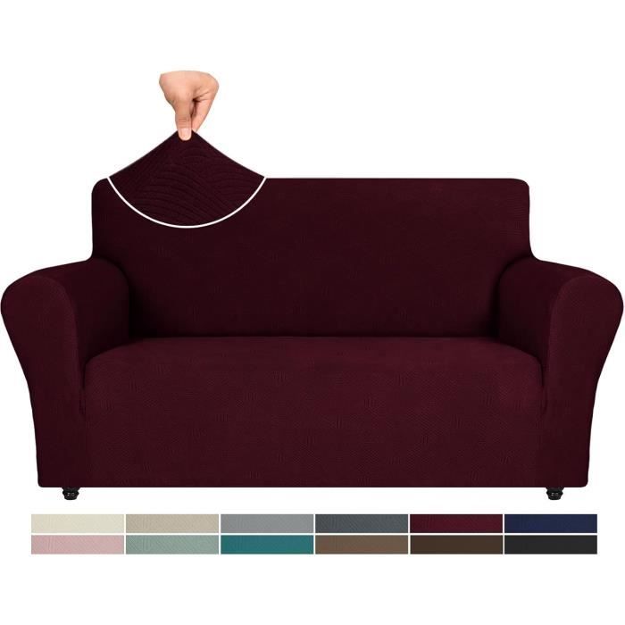 Housse de Canapé - Universelle - Rouge - Extensible - Antidérapante - Protection Chien