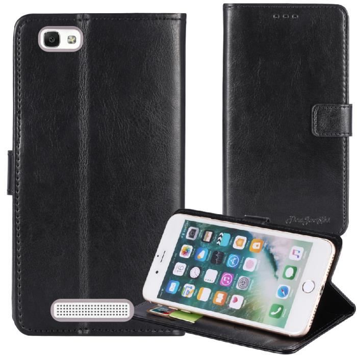 Cuson Black Leather Flip Case Protective Cover Skin Wallet