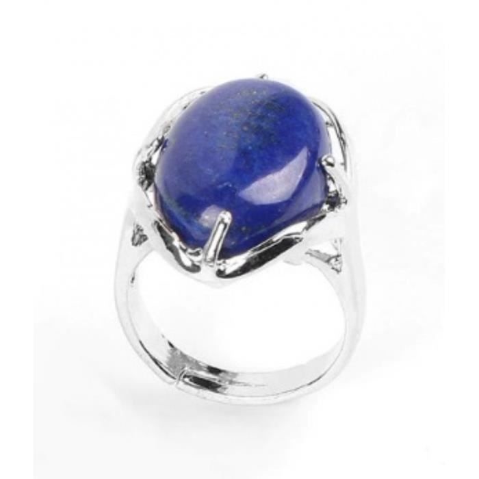 Bague Floralis Reglable Lapis Lazuli Veritable Bleu Achat