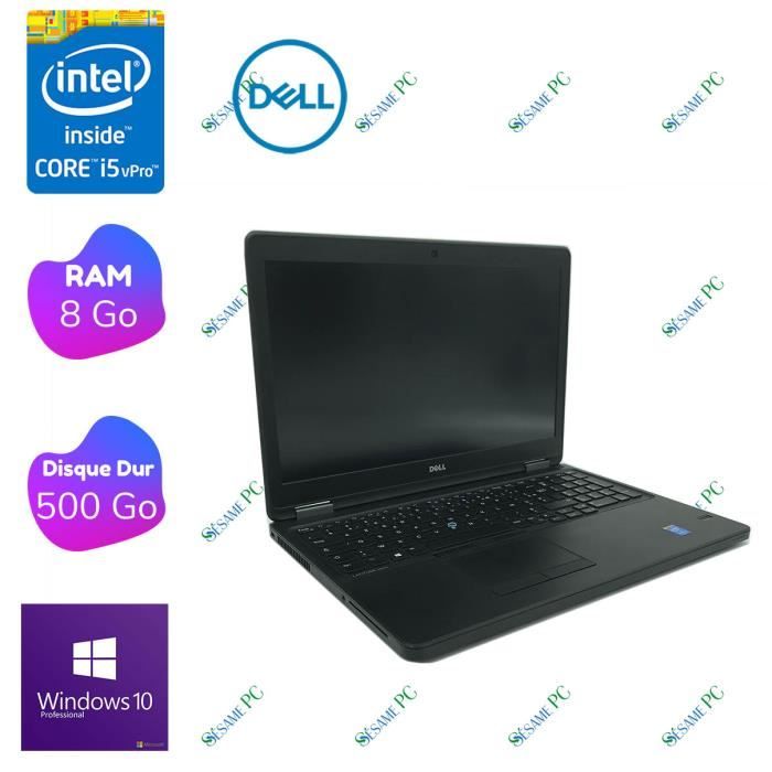 DELL Latitude E5550 – Intel Core i5 5200U 2.20 GHz – RAM 8 Go –  500Go HDD – WiFi – WebCam – Windows 10 Pro – Reconditionné