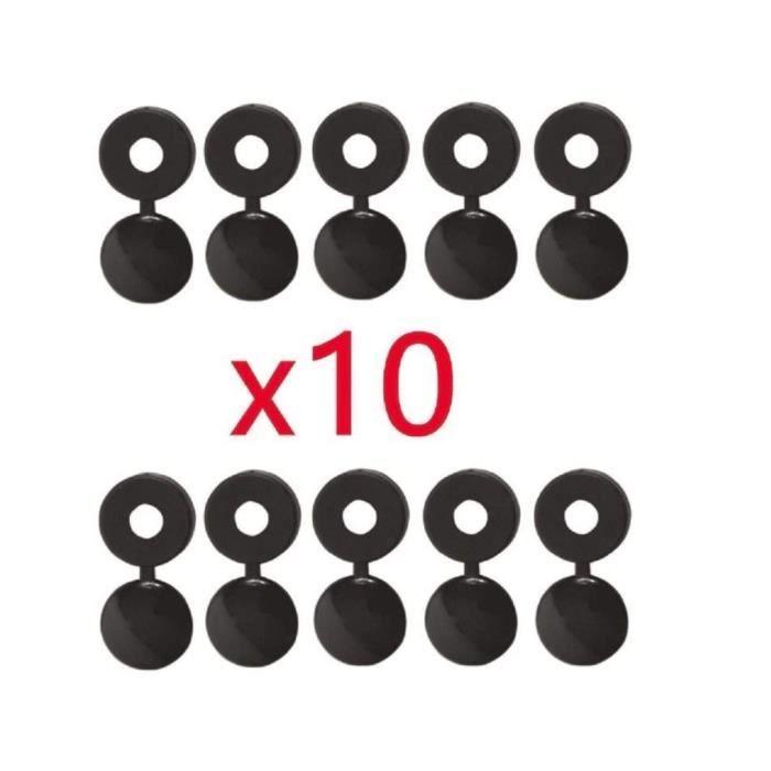 LOT DE 10 CACHE RIVET NOIR PLAQUE D'IMMATRICULATION VOITURE AUTO MOTO SCOOTER MOBYLETTE PROTECTION PLASTIQUE VIS BOULON FIXATION