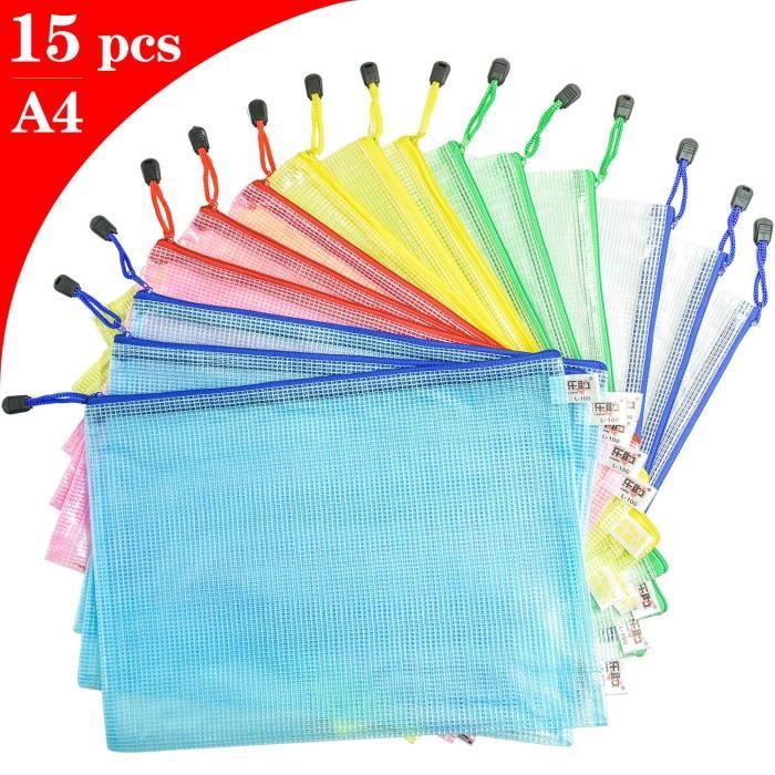 Cococity Lot De 15 File Document Zip A4 Pochette Chemise Dossier