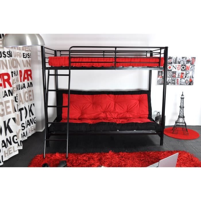 Lit Mezzanine En 90 Cm Avec Banquette Lit Celia L 200 5 X H 166