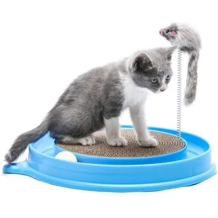 Griffoir Rond Pour Chat Avec Balle Et Souris A Fourrure Bleu255 Cdiscount Animalerie