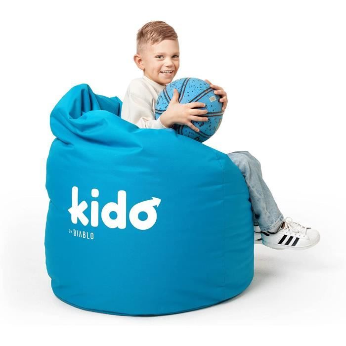 Diablo Pouf Poire Beanbag pour Enfants Pouf avec Kremplina Fauteuil de Jeu avec des Perles Polyester 110 x 80 x 80 cm (Bleu)