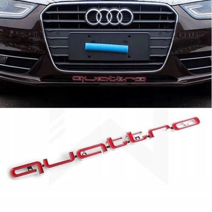 Emblème QUATTRO Signe Insigne Logo Grill Avant Rouge Decoration Vehicule Adaptation Audi