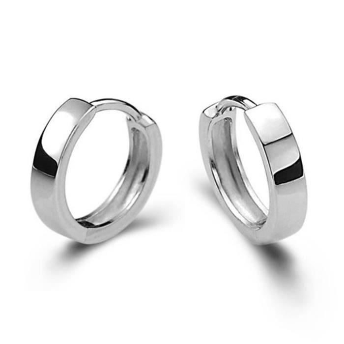 Argent Sterling Carrée haute poli Boucles d/'oreilles Créoles