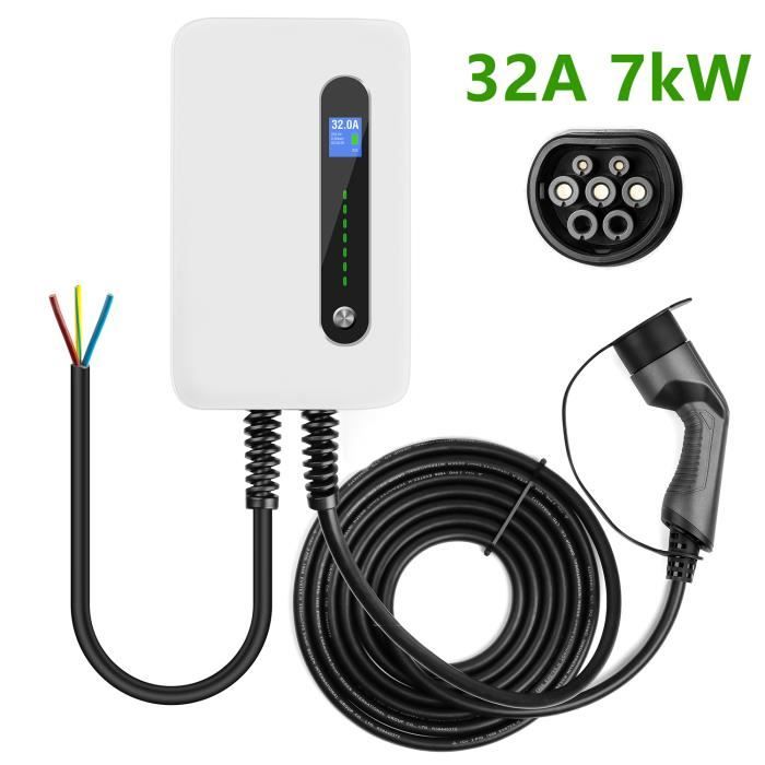 LEFANEV 32A EV Chargeur 7KW Wallbox 1 Phase EV Station de Recharge pour Voiture Électrique Type 2 Câble