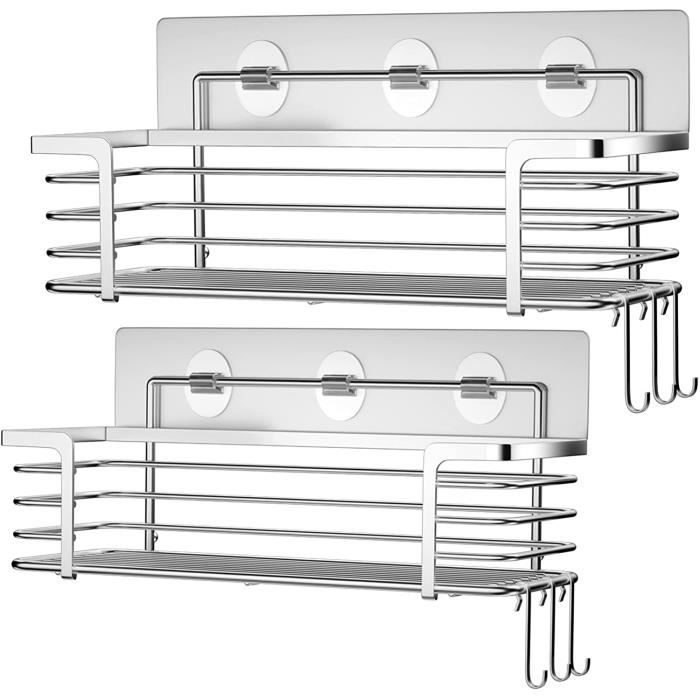 Porte Savon Douche Sans Percage 2 Pièces - Support Savon INOX Pour Barre 18-27mm, Porte Shampoing Stable
